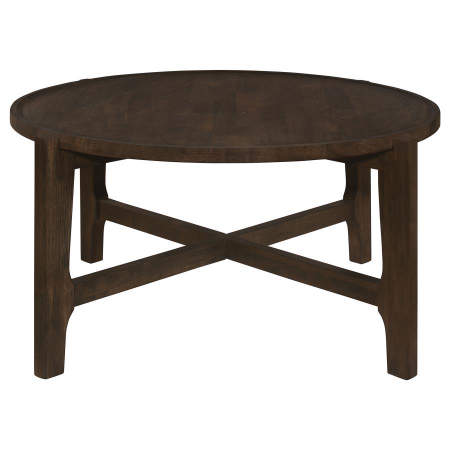 Cota - Round Solid Wood Coffee Table - Dark Brown Coffee Tables by Coaster Fine Furniture - Walls Furniture & Mattress