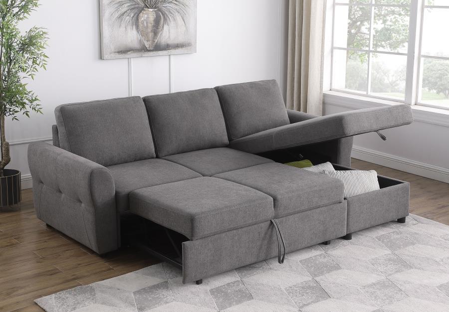 Samantha - Upholstered Storage Sleeper Sectional Sofa Sleeper Sectionals by Coaster Fine Furniture - Walls Furniture & Mattress