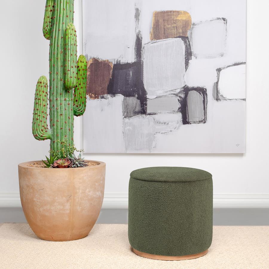 Zena - Faux Sheepskin Upholstered Round Ottoman Upholstered Ottomans by Coaster Fine Furniture - Walls Furniture & Mattress