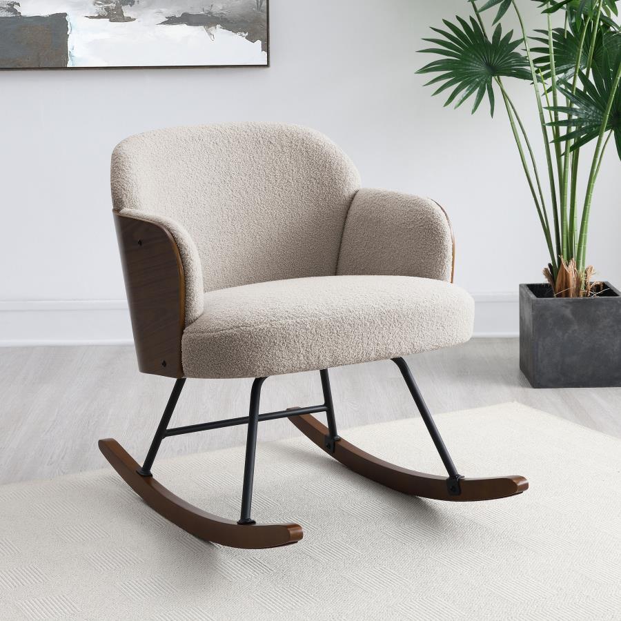 Paige - Boucle Upholstered Mid Back Rocking Chair Rocker Chairs by Coaster Fine Furniture - Walls Furniture & Mattress