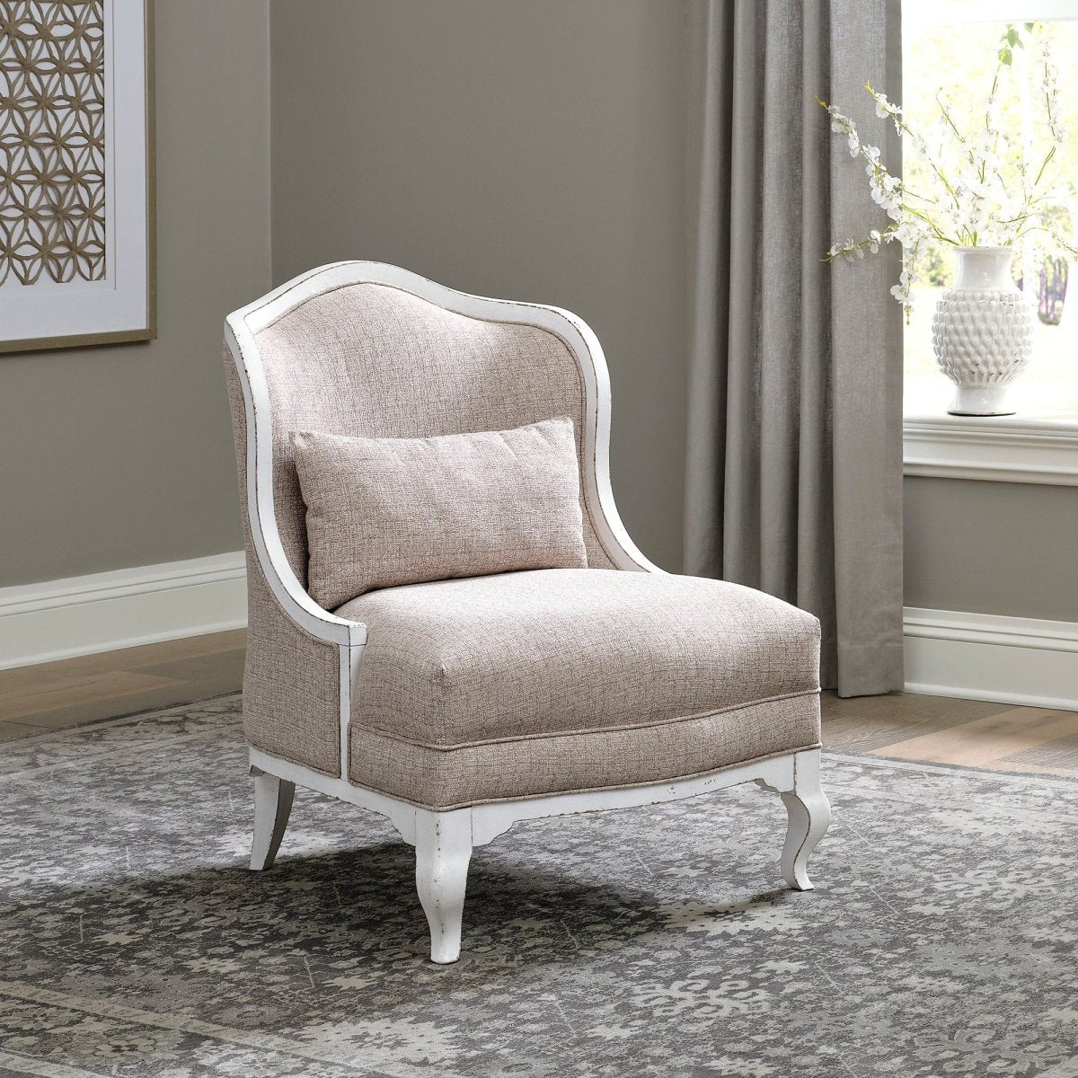 Magnolia Manor - Upholstered Accent Chair - Antique White & Weathered Bark Accent Chairs by Liberty Furniture - Walls Furniture & Mattress