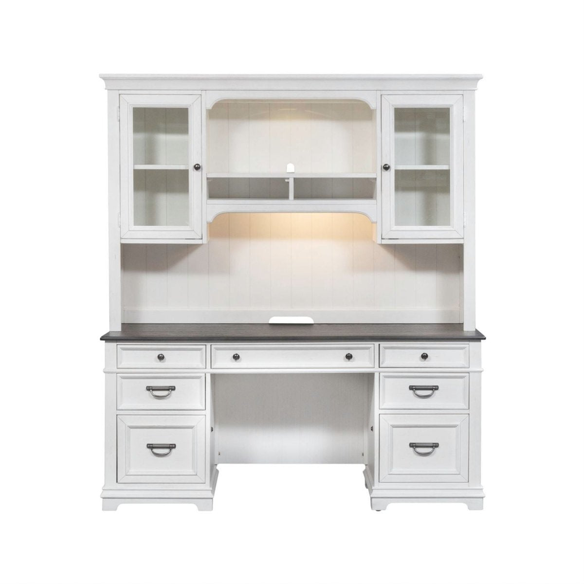 Allyson Park - Credenza & Hutch - Wirebrushed White / Charcoal Credenzas & Hutches by Liberty Furniture - Walls Furniture & Mattress