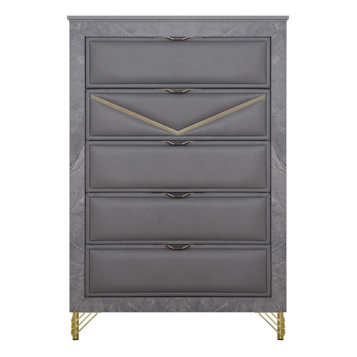 Symmetry - 5 Drawer Chest - Charcoal Accent Chests by New Classic - Walls Furniture & Mattress