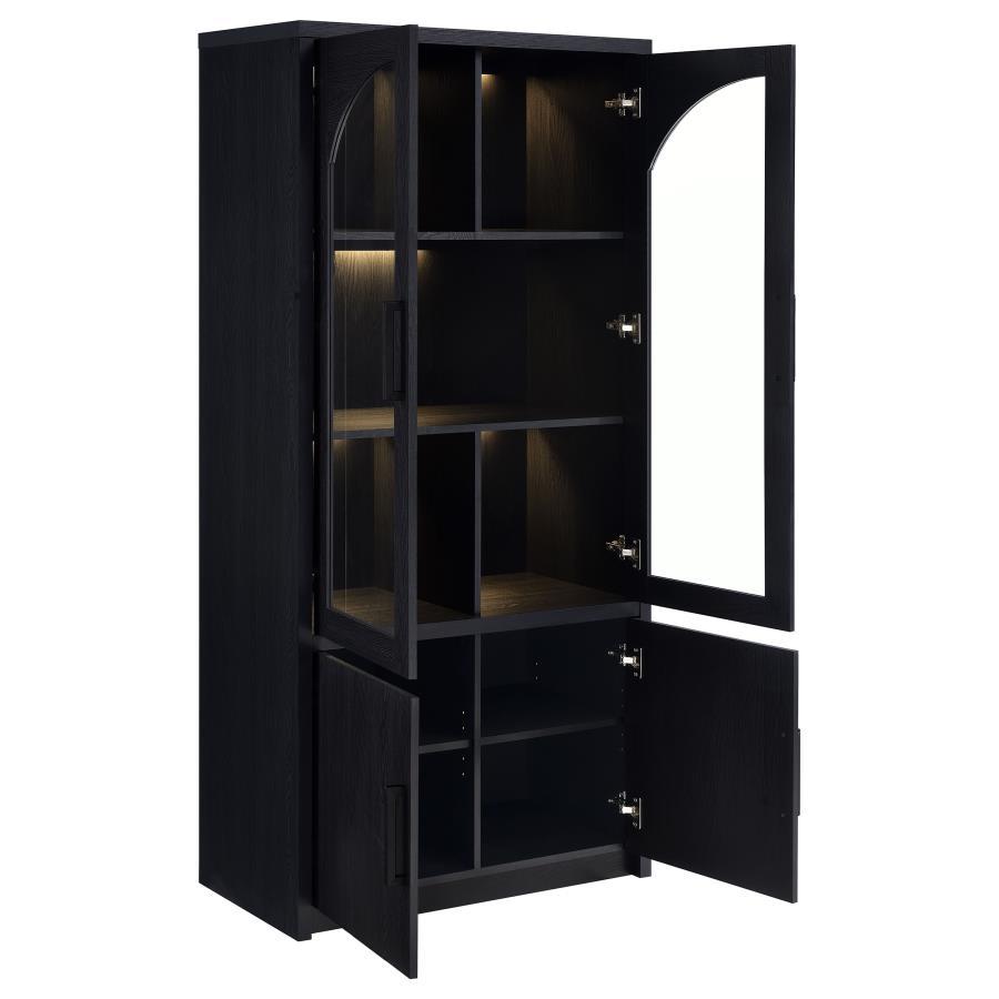 Riva - 4 - Door Tall Accent Display Cabinet LED Lighting - Black Display Cabinets by Coaster Fine Furniture - Walls Furniture & Mattress