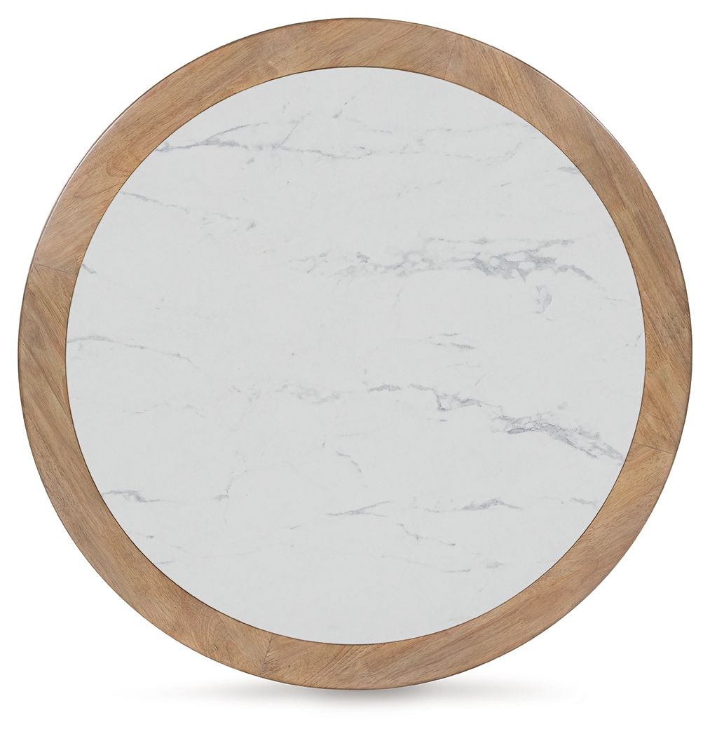 Camdill - Round Cocktail Table - Light Brown / White Coffee Tables by Signature Design by Ashley® - Walls Furniture & Mattress