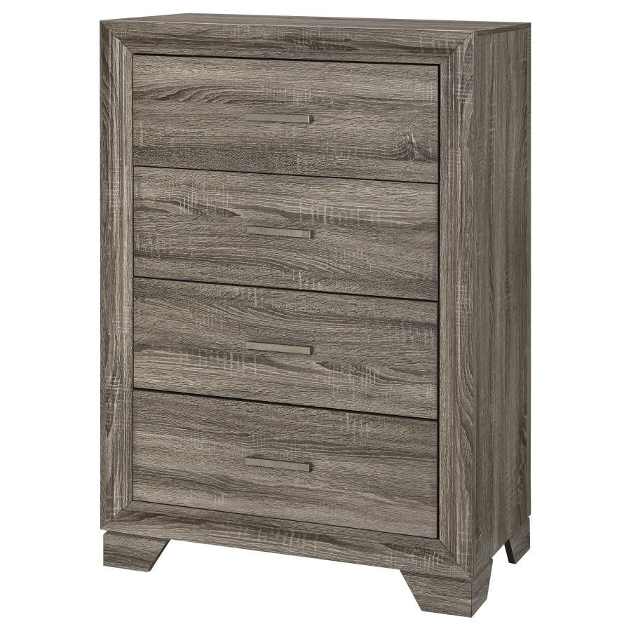Wright - 4 - Drawer Chest Of Drawers - Brown Oak Accent Chests by Coaster Fine Furniture - Walls Furniture & Mattress