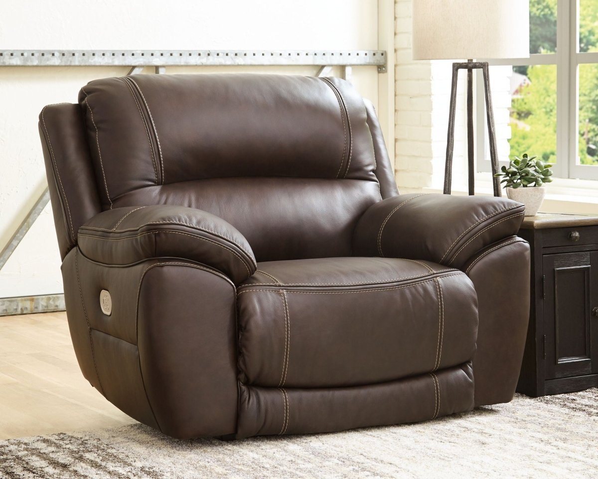 Dunleith - Zero Wall Recliner w/PWR HDRST - Chocolate Reclining Chairs by Signature Design by Ashley® - Walls Furniture & Mattress