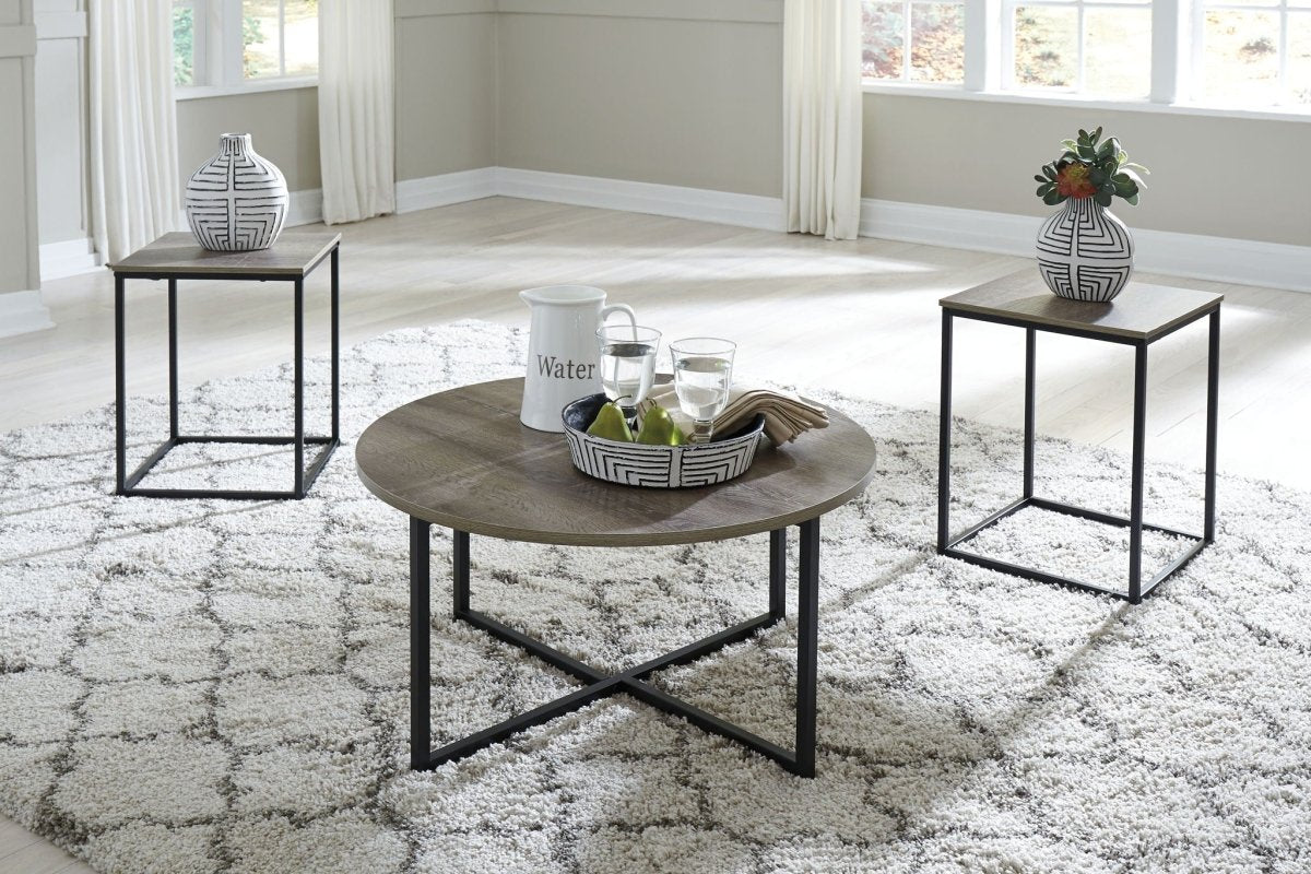 Wadeworth - Occasional Table Set (Set of 3) - Brown / Beige Table Sets by Signature Design by Ashley® - Walls Furniture & Mattress