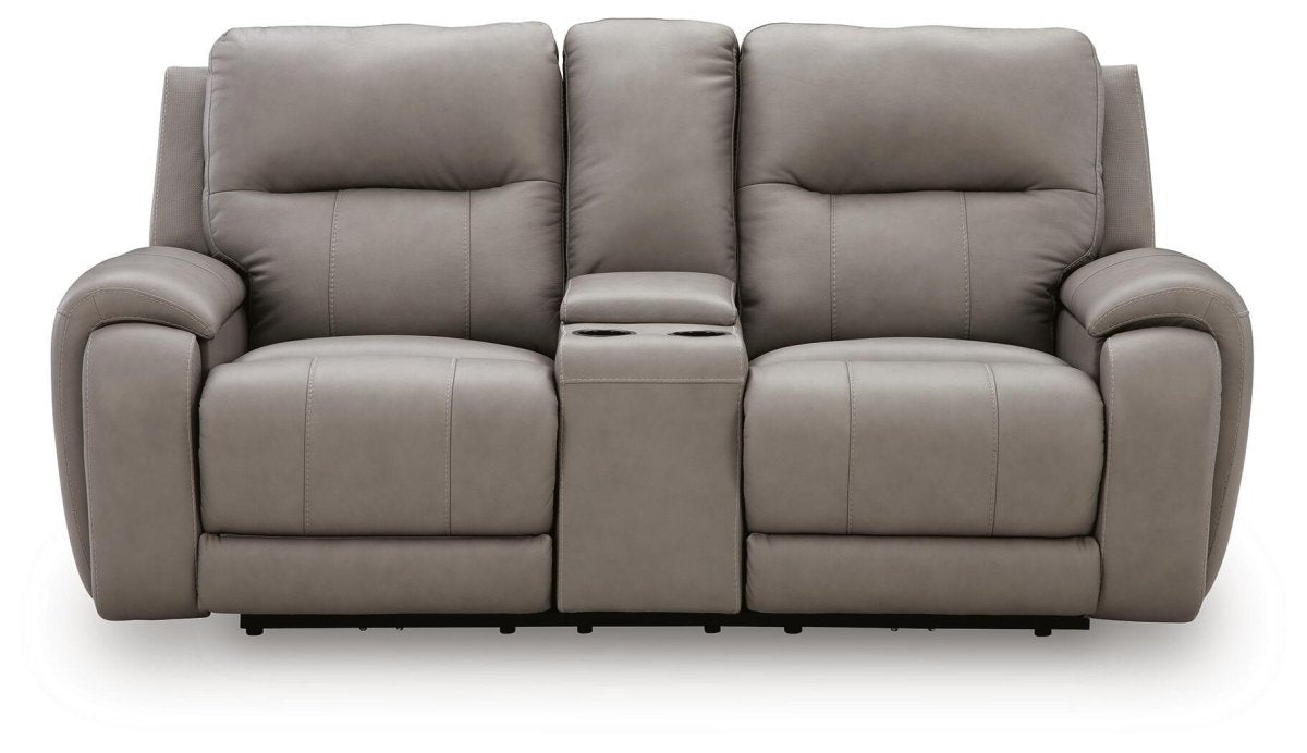 Real Moments - Power Reclining Loveseat With Audio Seating - Ash Reclining Loveseats by Signature Design by Ashley® - Walls Furniture & Mattress