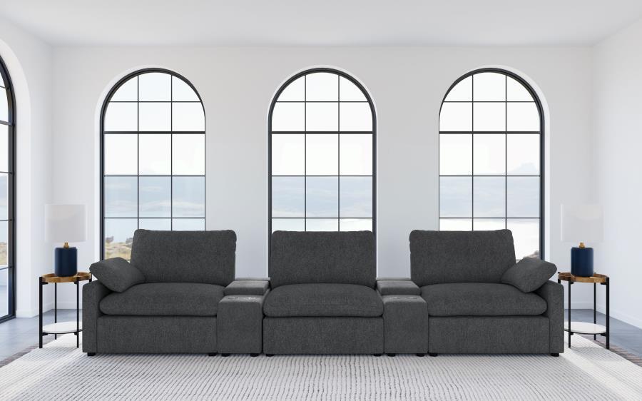 Collins - 5 - Piece Power Reclining Home Theater Seating Reclining Sectionals by Coaster Fine Furniture - Walls Furniture & Mattress