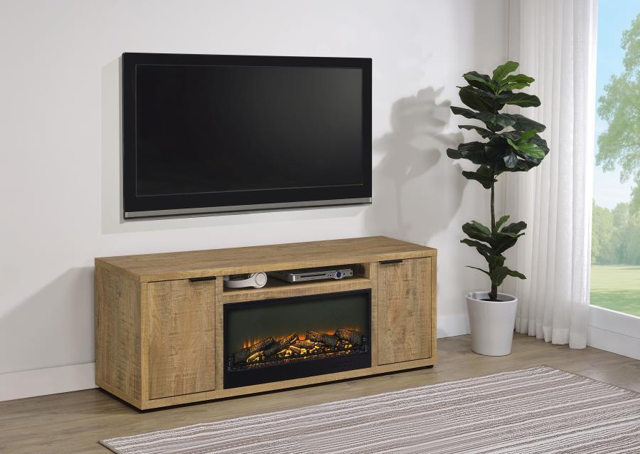 Fuller - 60" 2 - Door TV Stand Fireplace Media Console - Mango Fireplace TV Stands by Coaster Fine Furniture - Walls Furniture & Mattress