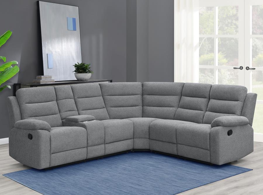 David - Upholstered Reclining Sectional Sofa - Smoke Reclining Sectionals by CoasterEveryday - Walls Furniture & Mattress