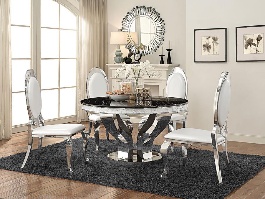 Anchorage - Round Glass Top Dining Table - Chrome Dining Tables by CoasterElevations - Walls Furniture & Mattress