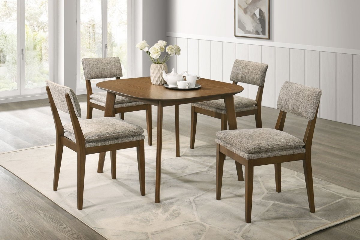 Miller - 39" Square Dining Table With 4 Side Chairs - Walnut 5 Piece Dining Room Sets by New Classic - Walls Furniture & Mattress
