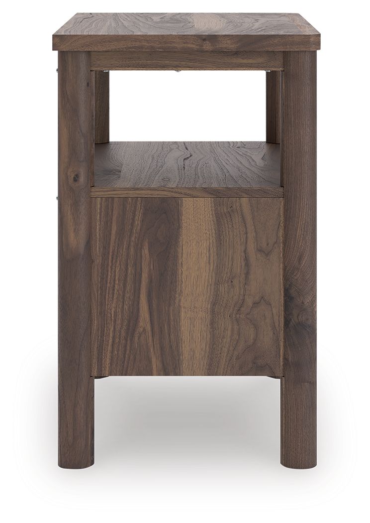 Pamytta - Brown - One Drawer Night Stand Nightstands w/ Charging Stations by Signature Design by Ashley® - Walls Furniture & Mattress