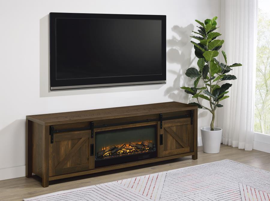 Enfield - 71" TV Stand Fireplace Media Console - Dark Pine Fireplace TV Stands by Coaster Fine Furniture - Walls Furniture & Mattress