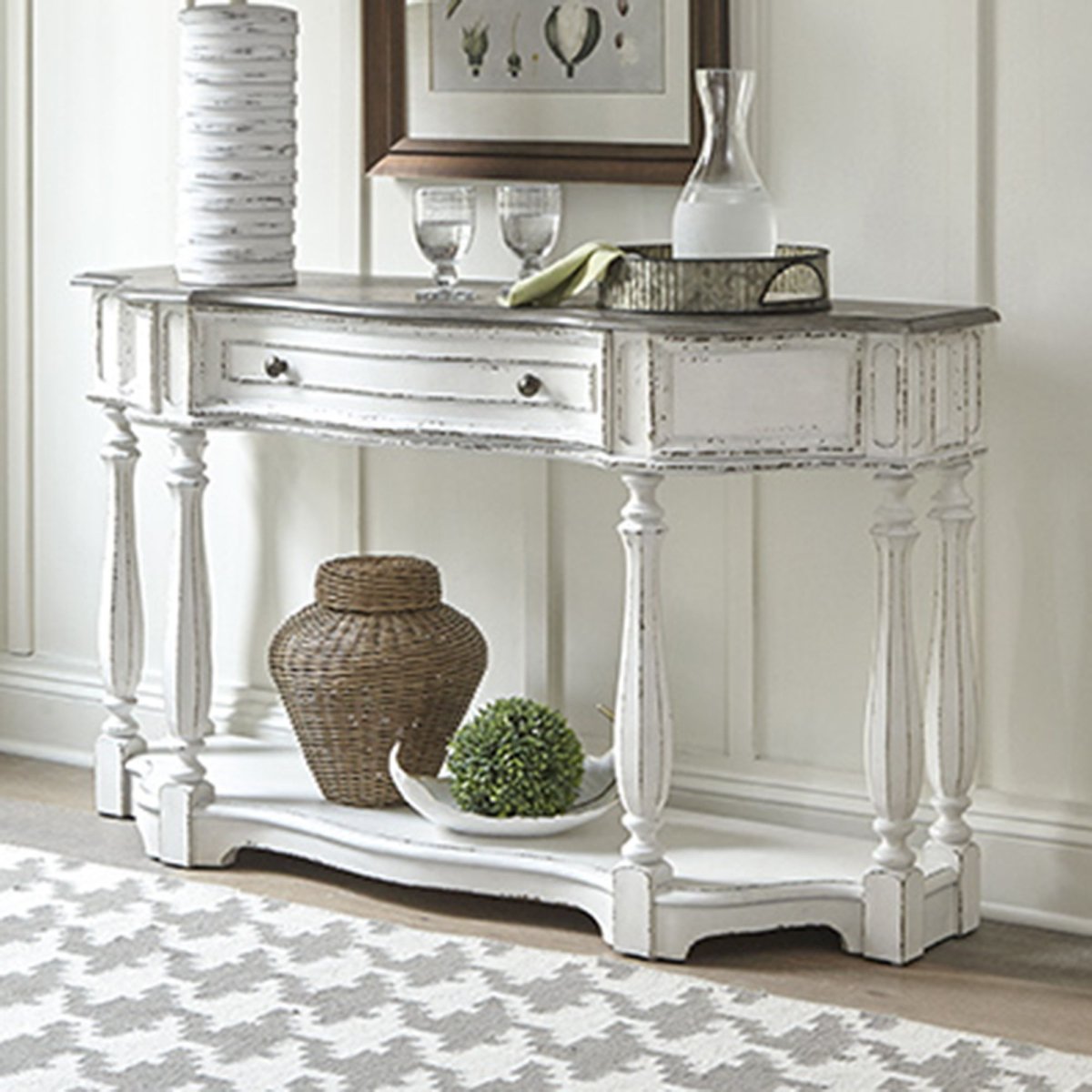 Magnolia Manor - Hall Console Table - White Console Tables by Liberty Furniture - Walls Furniture & Mattress
