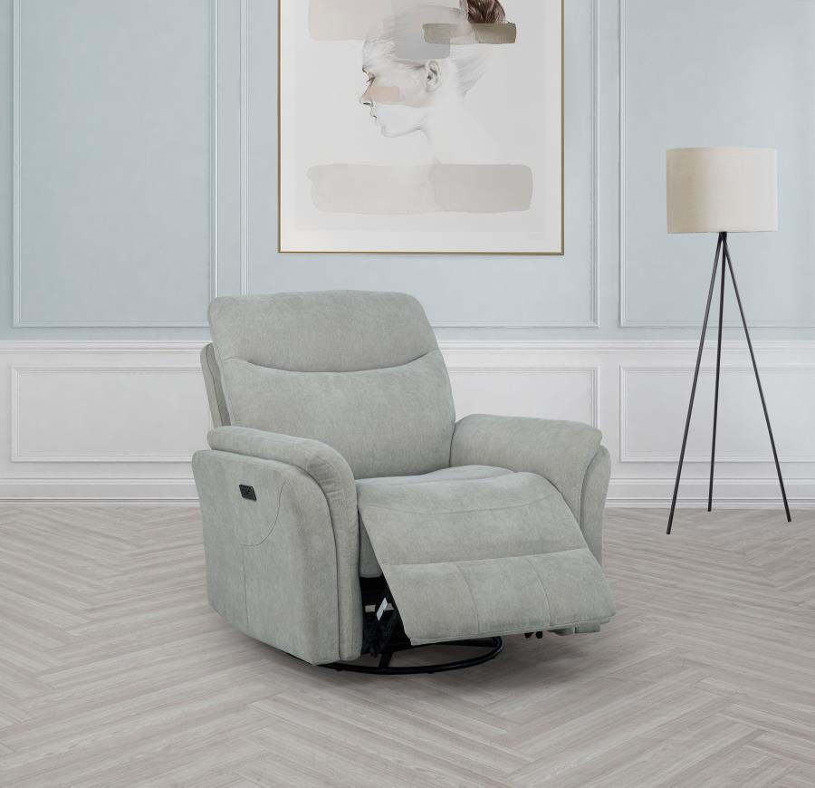 Adler - Upholstered Power Swivel Glider Recliner Swivel Glider Chairs by Coaster Fine Furniture - Walls Furniture & Mattress