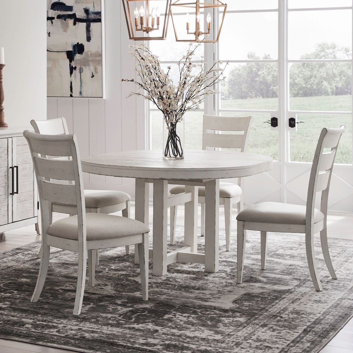 Backroads - 5 Piece Pedestal Table Set - White 5 Piece Dining Room Sets by Liberty Furniture - Walls Furniture & Mattress