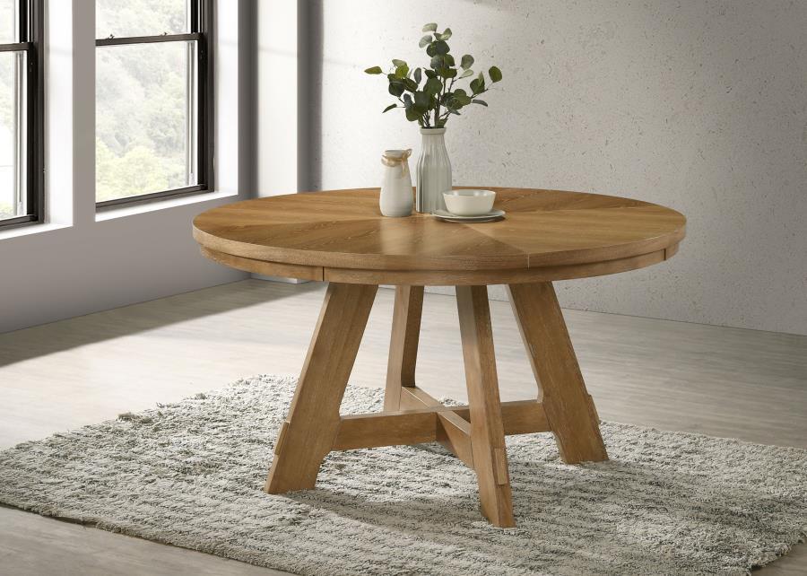 Danvers - Round Wood Dining Table - Brown Oak Dining Tables by Coaster Fine Furniture - Walls Furniture & Mattress