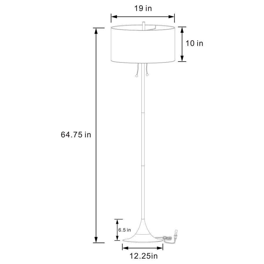 Elmira - Drum Shade Metal Lamp Floor Lamps by Coaster Fine Furniture - Walls Furniture & Mattress
