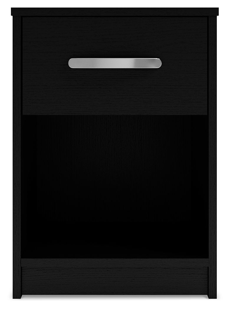 Finch - One Drawer Night Stand - Black Accent Nightstands by Signature Design by Ashley® - Walls Furniture & Mattress