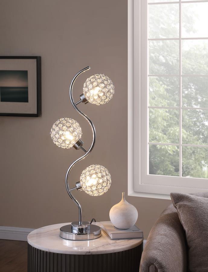 Amberley - 3 - Light Curvy Metal Table Lamp Silver - Silver Table Lamps by Coaster Fine Furniture - Walls Furniture & Mattress