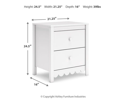 Hallityn - Two Drawer Night Stand - White Nightstands by Signature Design by Ashley® - Walls Furniture & Mattress