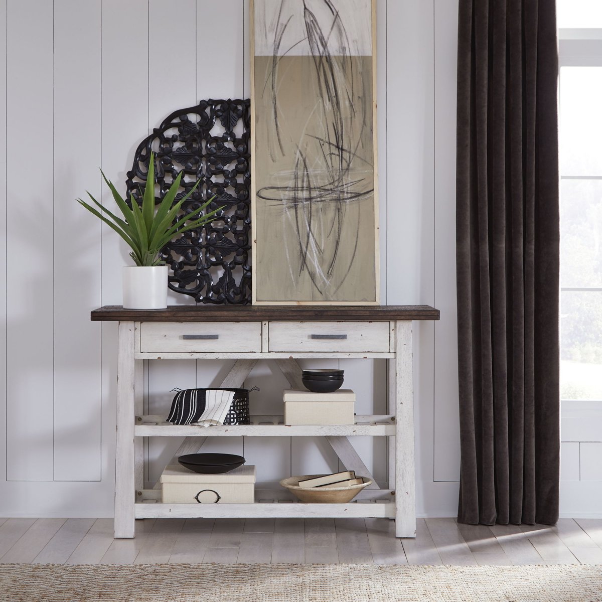 Farmhouse - Server - White Servers by Liberty Furniture - Walls Furniture & Mattress
