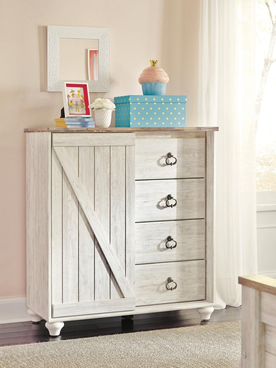Willowton - Dressing Chest - Whitewash Accent Chests by Signature Design by Ashley® - Walls Furniture & Mattress
