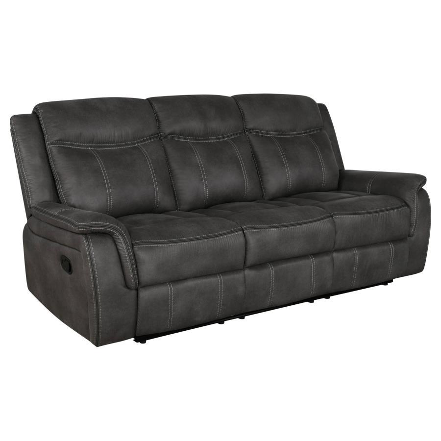 Lawrence - Upholstered Padded Arm Reclining Sofa - Charcoal Reclining Sofas by CoasterEveryday - Walls Furniture & Mattress