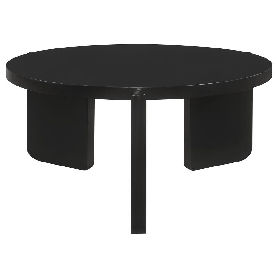 Cordova - Round Solid Wood Coffee Table - Black Coffee Tables by Coaster Fine Furniture - Walls Furniture & Mattress