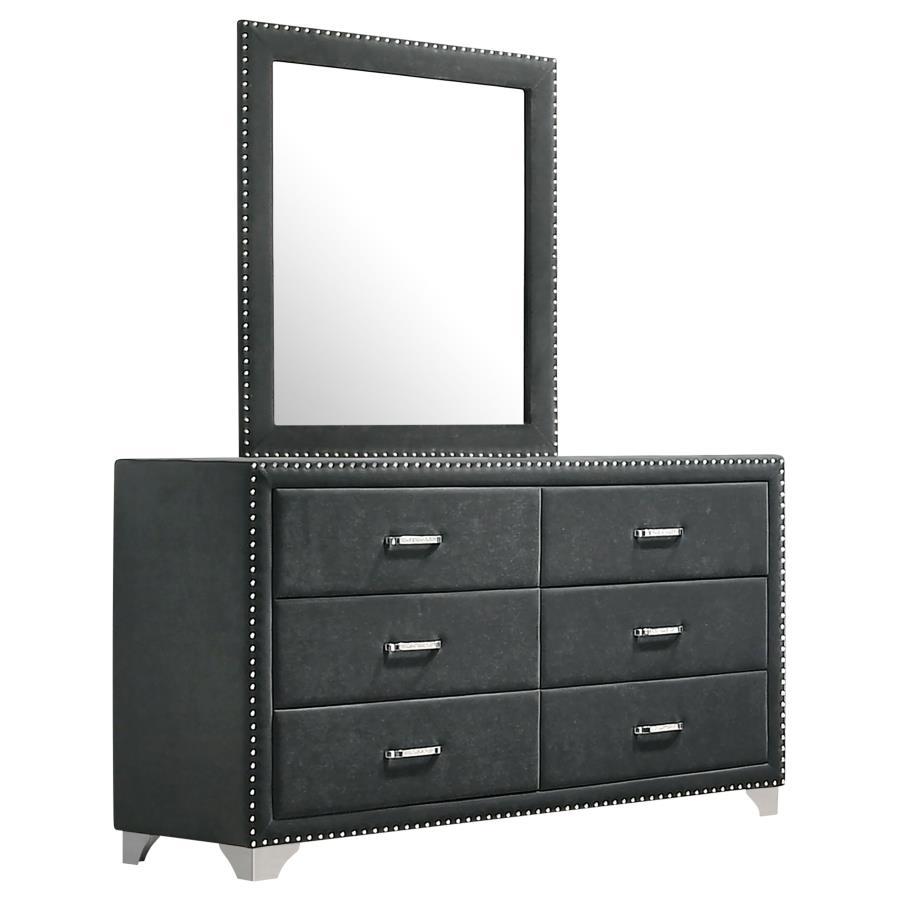 Melody - 6 - Drawer Upholstered Dresser With Mirror Dresser & Mirror by CoasterEveryday - Walls Furniture & Mattress