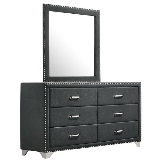 Melody - 6 - Drawer Upholstered Dresser With Mirror Dresser & Mirror by CoasterEveryday - Walls Furniture & Mattress