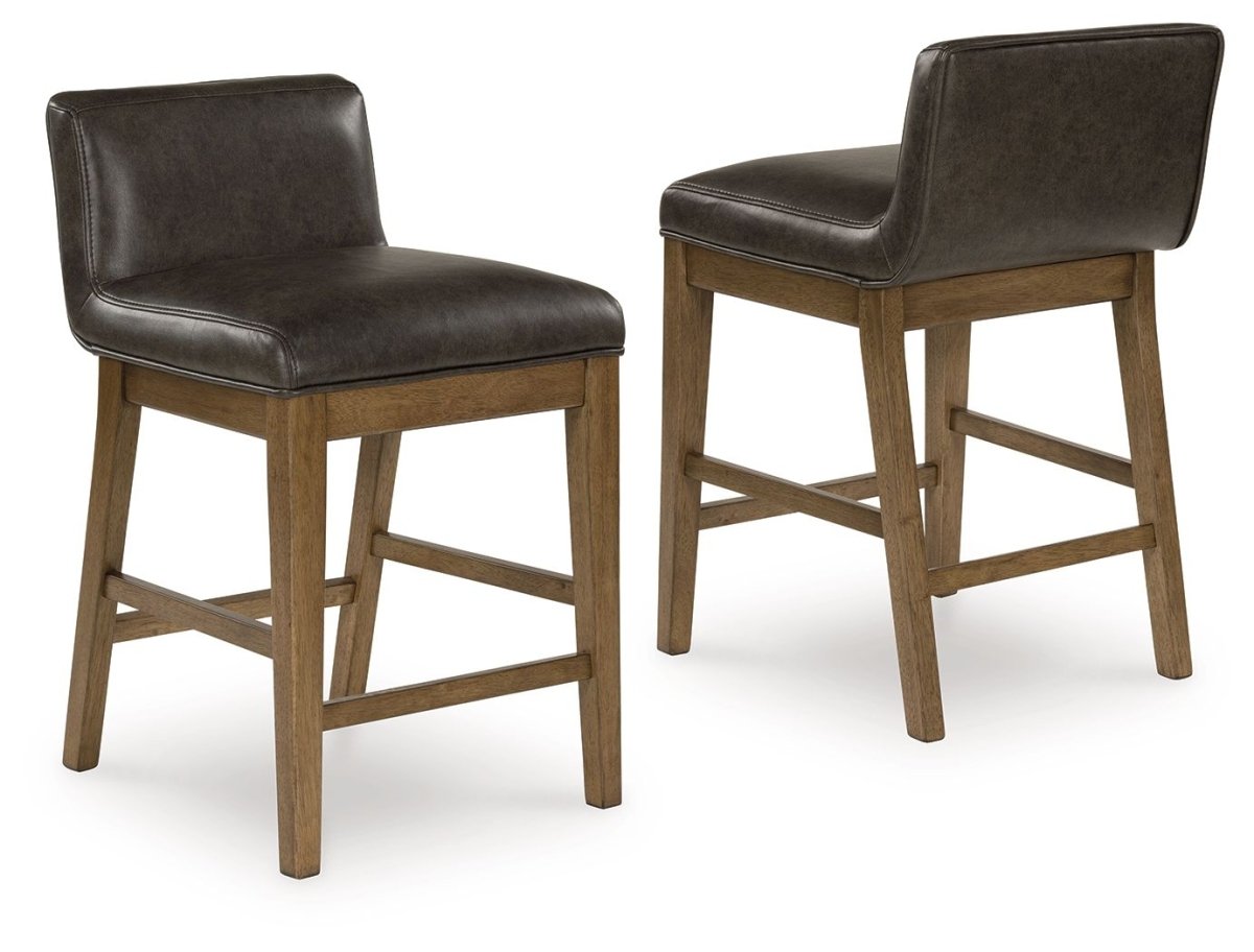 Cabalynn - Upholstered Barstool (Set of 2) - Two - tone Brown Stool Sets by Signature Design by Ashley® - Walls Furniture & Mattress
