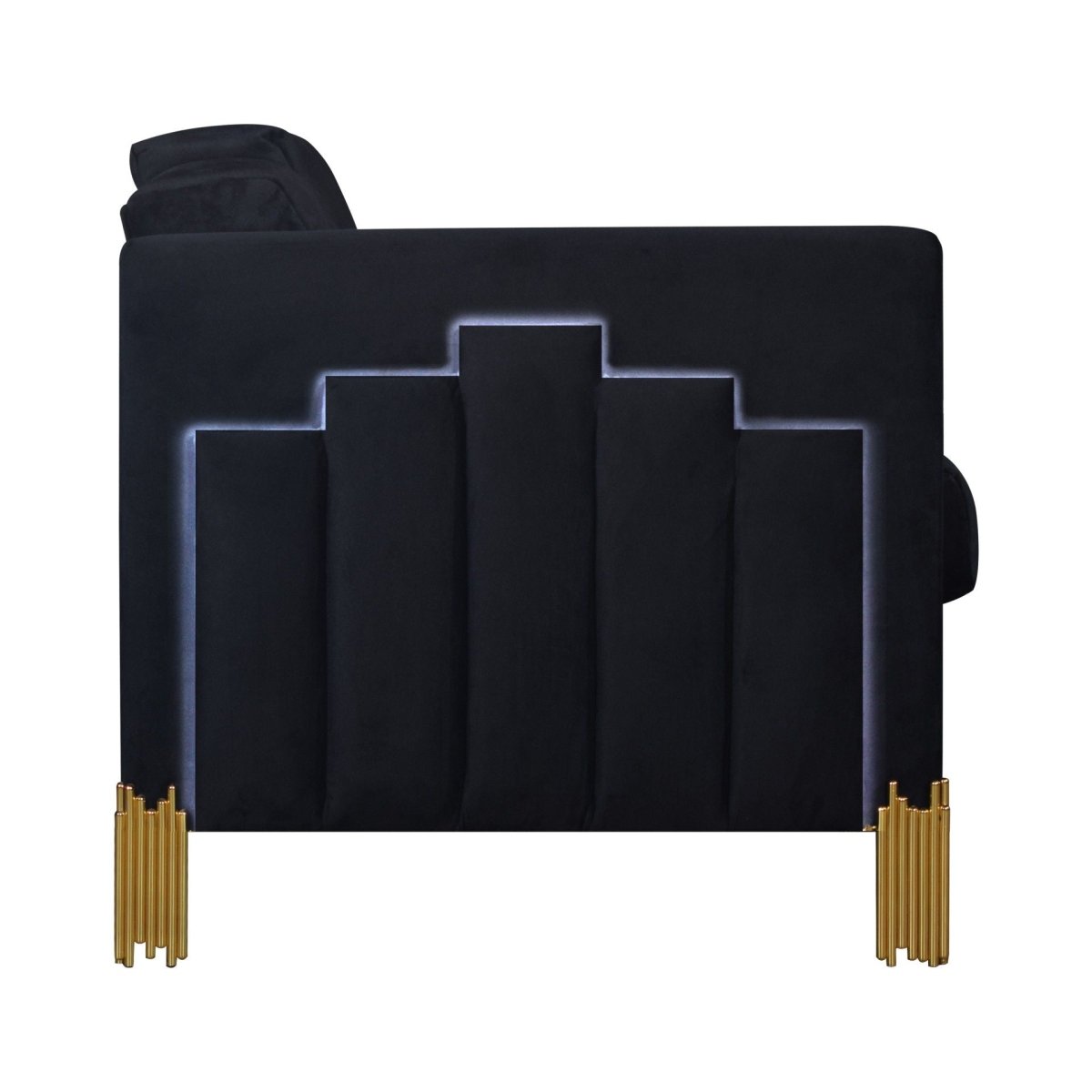 Empire - Lighted Loveseat - Black Stationary Loveseats by New Classic - Walls Furniture & Mattress