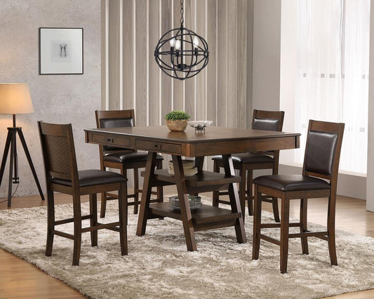 Dewey - 5 Piece Rectangular Dining Table Set - Walnut 5 Piece Dining Room Sets by CoasterEssence - Walls Furniture & Mattress