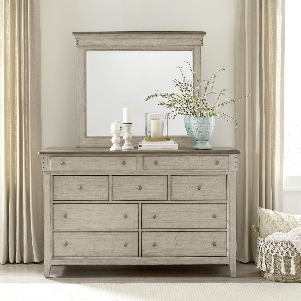 Ivy Hollow - Dresser & Mirror - White Dresser & Mirror by Liberty Furniture - Walls Furniture & Mattress