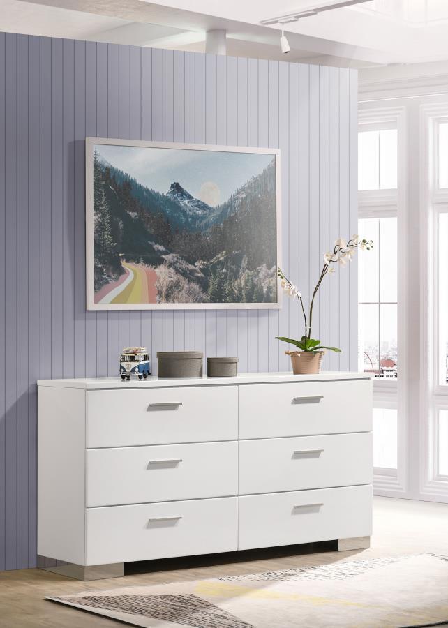 Felicity - 6 - Drawer Dresser Dressers by CoasterEssence - Walls Furniture & Mattress