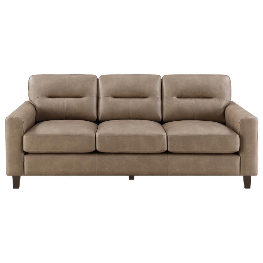 Scotland - Faux Leather Upholstered Track Arm Sofa Stationary Sofas by Coaster Fine Furniture - Walls Furniture & Mattress