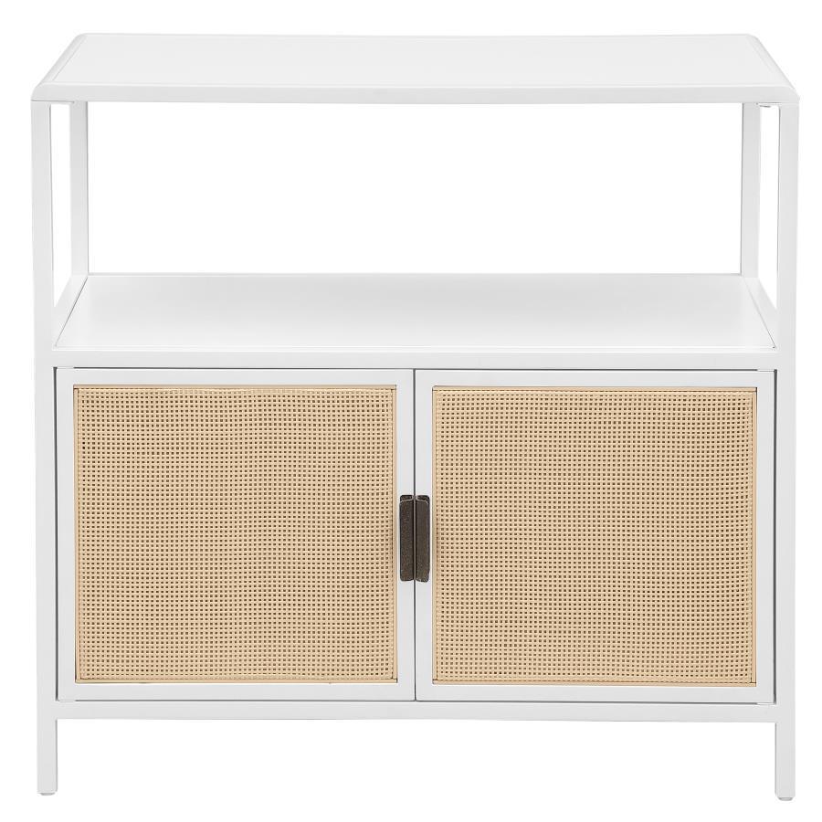 Amherst - 2 - Door Radio Weave Cane Metal Accent Cabinet Accent Cabinets by Coaster Fine Furniture - Walls Furniture & Mattress