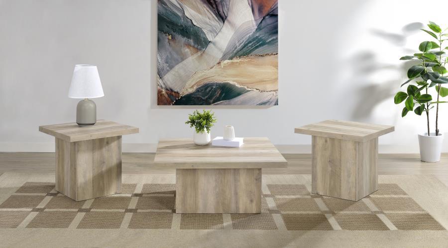 Devar - Square Coffee End Table Set - Distressed Pine Table Sets by Coaster Fine Furniture - Walls Furniture & Mattress