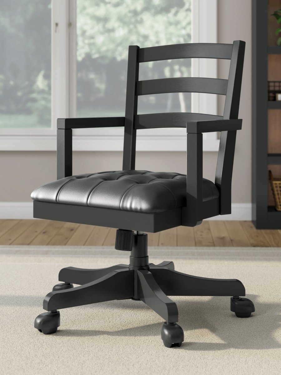 Wildenauer - Home Office Swivel Desk Chair - Brown / Black Swivel Chairs by Signature Design by Ashley® - Walls Furniture & Mattress