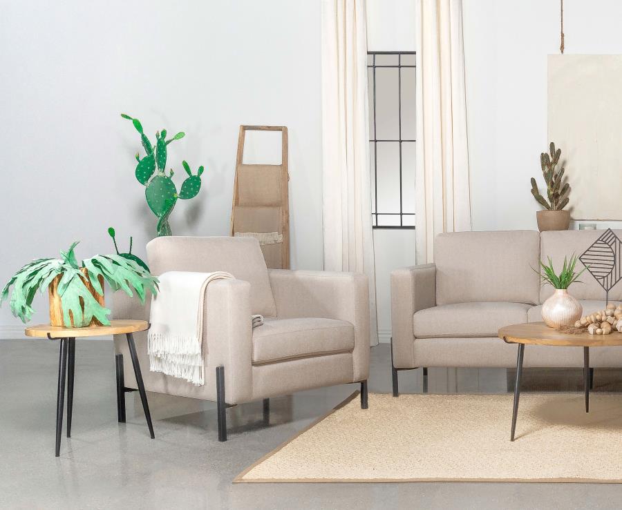 Tilly - Upholstered Track Arm Accent Chair - Oatmeal Arm Chairs by Coaster Fine Furniture - Walls Furniture & Mattress