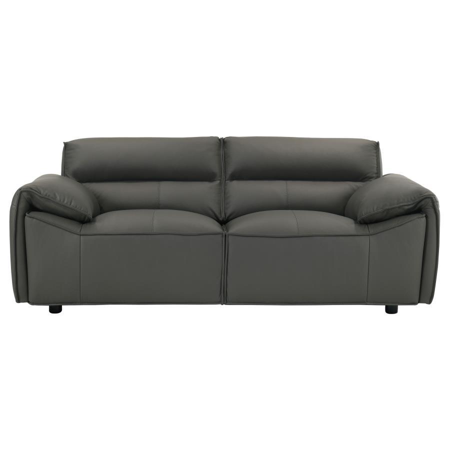 Buxton - Top Grain Leather Upholstered Loveseat Stationary Loveseats by Coaster Fine Furniture - Walls Furniture & Mattress