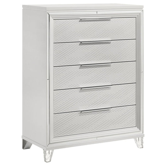 Marmore - 5 - Drawer Bedroom Chest Of Drawers - White Accent Chests by Coaster Fine Furniture - Walls Furniture & Mattress