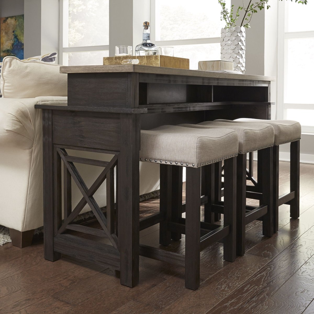 Heatherbrook - Console Bar Table - Black Console Tables by Liberty Furniture - Walls Furniture & Mattress