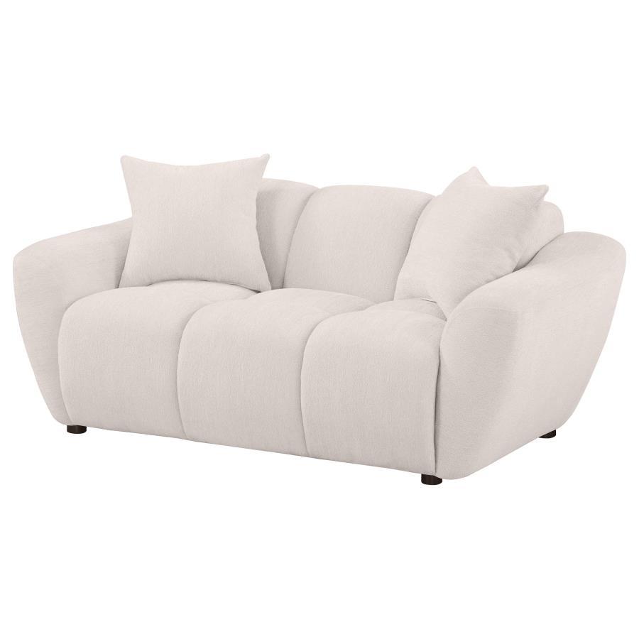 Destino - Chenille Upholstered Splayed Arm Loveseat - Greige Stationary Loveseats by Coaster Fine Furniture - Walls Furniture & Mattress