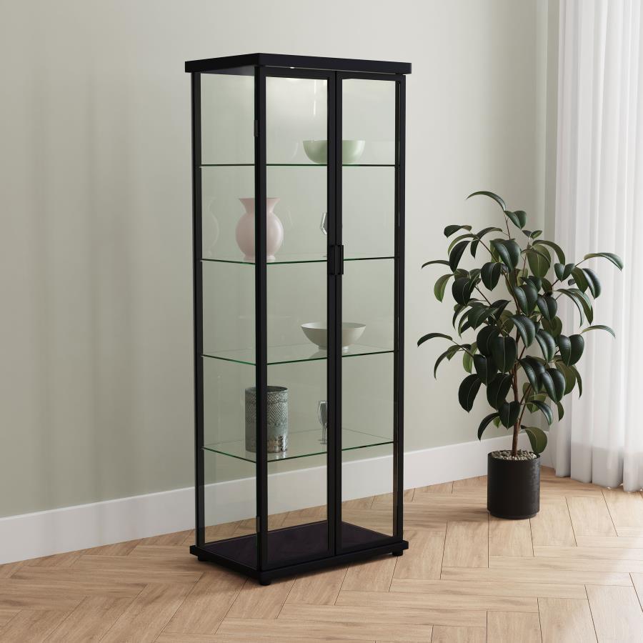 Aero - 5 - Shelf Display Curio Cabinet With Led Lighting Curio Cabinets by Coaster Fine Furniture - Walls Furniture & Mattress