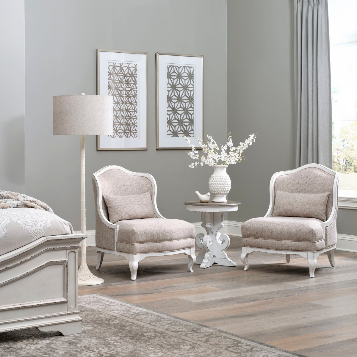 Magnolia Manor - Upholstered Accent Chair - Antique White & Weathered Bark Accent Chairs by Liberty Furniture - Walls Furniture & Mattress